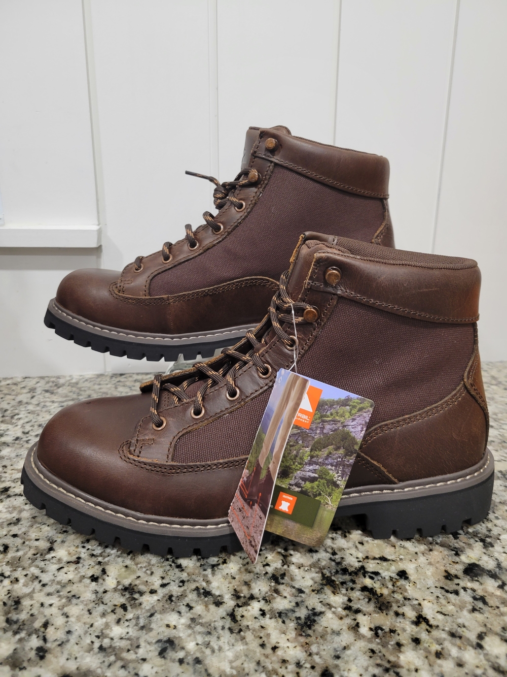 Ozark Trail Brown Men's Hiking Boots with Black Lug Sole